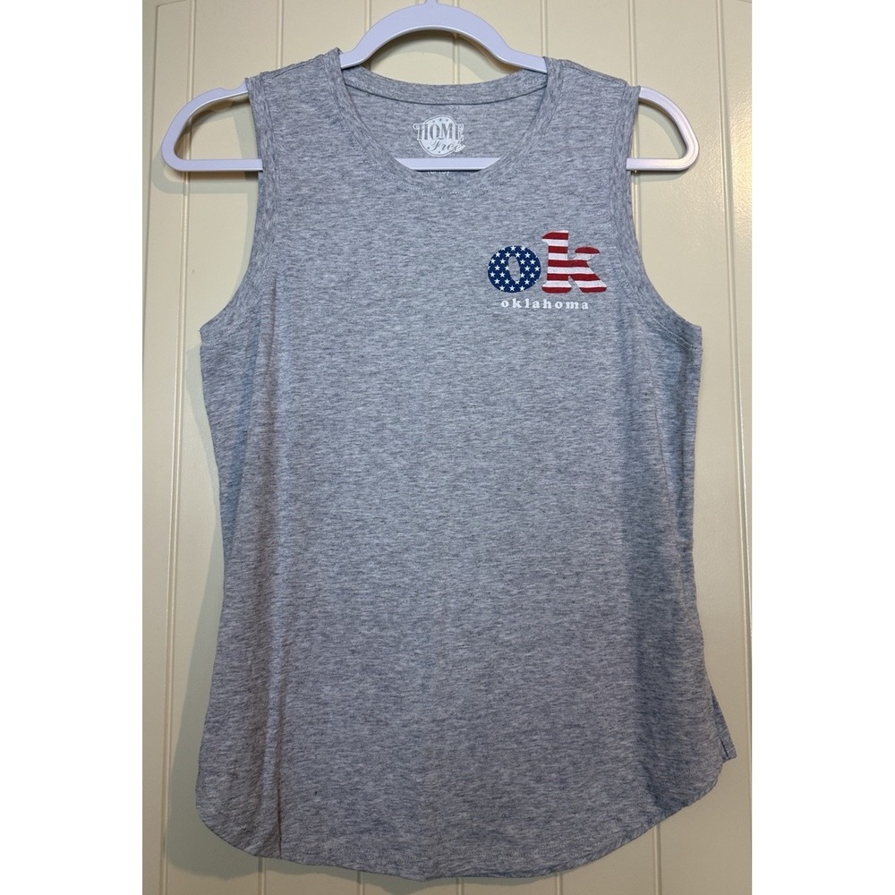 State of Oklahoma OK red white blue stars stripes womens sleeveless tank top M